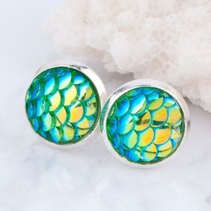 2 for $12 Mermaid scale stud earrings
